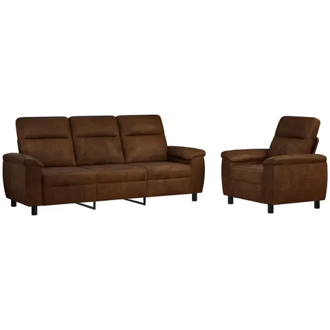 vidaXL Ensemble de Canapés 2 pc Marron Simili daim – image 2
