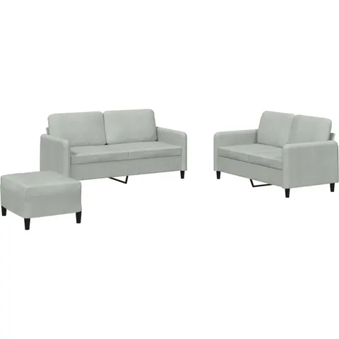 vidaXL Ensemble de canapés 3 pcs gris clair velours – 069510 – image 2
