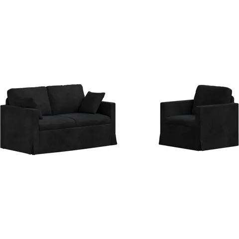 vidaXL Ensemble de Canapés 2 pc Noir Velours – 374003 – image 3