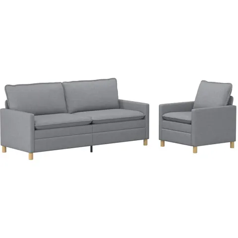vidaXL Ensemble de Canapés 2 pc Gris clair Tissu – 593923 – image 2