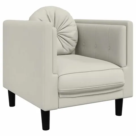 vidaXL Fauteuil avec coussin crème velours – image 2