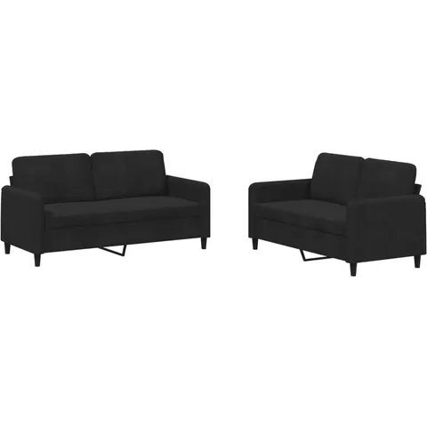 vidaXL Ensemble de canapés 2 pcs noir velours – 069466 – image 2