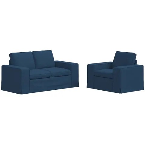 vidaXL Ensemble de Canapés 2 pc Bleu tissu – 373938 – image 2