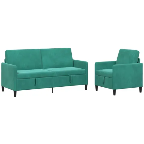 vidaXL Canapé avec rangement 2 pc Turquoise Polyester – 202899 – image 2