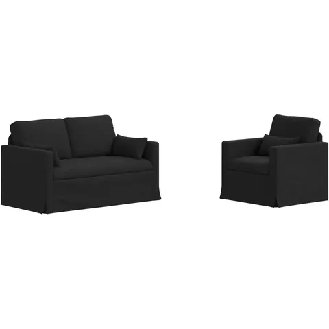 vidaXL Ensemble de Canapés 2 pc Noir tissu – 373822 – image 2
