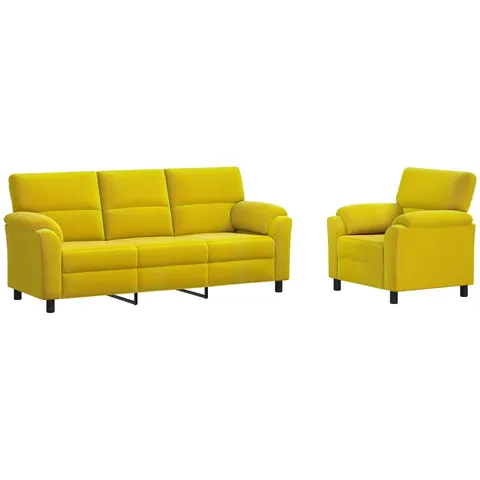 vidaXL Ensemble de Canapés 2 pcs Jaune Velours – 294900 – image 2