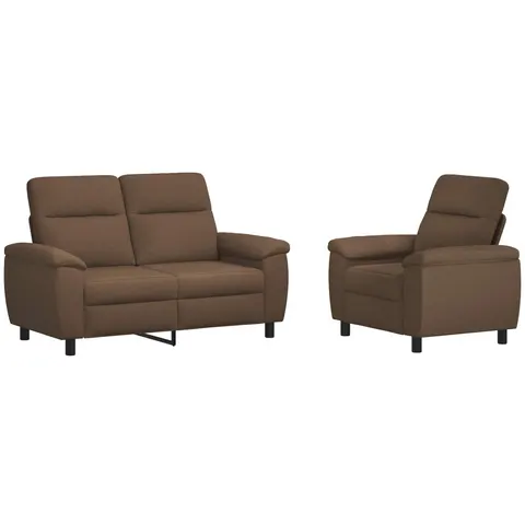 vidaXL Ensemble de Canapés 2 pcs Marron Tissu – 296232 – image 2