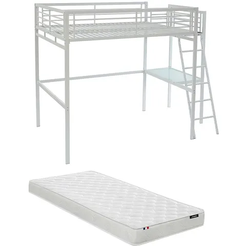 Vente-unique Hoogslaper metaal wit 140 x 190 cm – afbeelding 2
