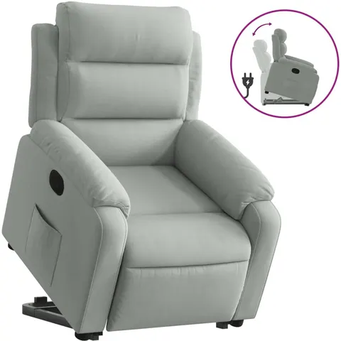 vidaXL Fauteuil inclinable Gris clair Velours – 175808 – image 2
