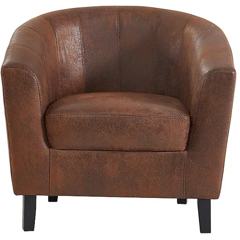 vente-unique.com Fauteuil droit microfibre marron 78x76x71cm – image 3