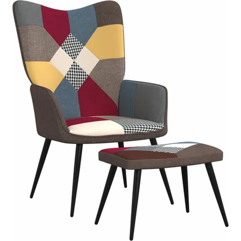vidaXL Chaise de relaxation avec tabouret Patchwork Tissu – 425572 – image 2