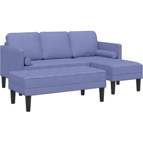 vidaXL Ensemble de Canapés 2 pc Bleu denim Polyester – image 3