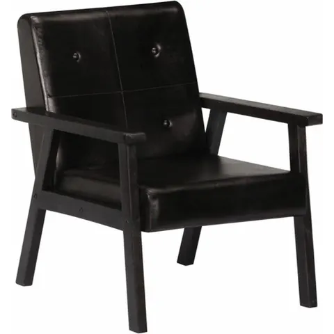 vidaXL Fauteuil noir cuir véritable – 741770 – image 2
