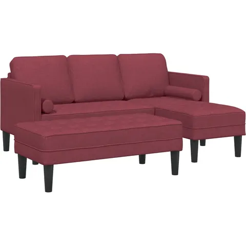 vidaXL Ensemble de Canapés 2 pc Bordeaux Polyester – image 3