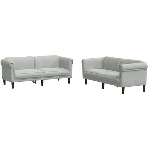 vidaXL Ensemble de canapés 2 pcs gris clair velours – 289109 – image 2