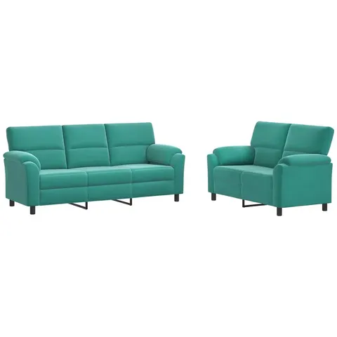 vidaXL Ensemble de Canapés 2 pcs Turquoise Velours – 295358 – image 2