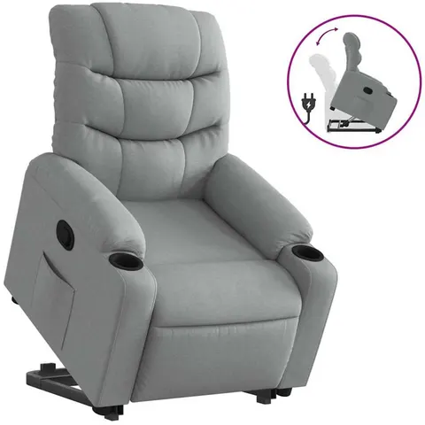 vidaXL Fauteuil inclinable Gris clair Tissu – 218741 – image 2