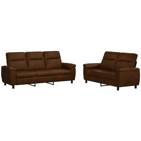 vidaXL Ensemble de Canapés 2 pcs Marron Simili daim – 297666 – image 2