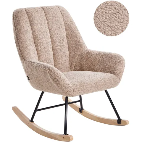 KINNO - Schommelstoel - Beige - Bouclé – afbeelding 2
