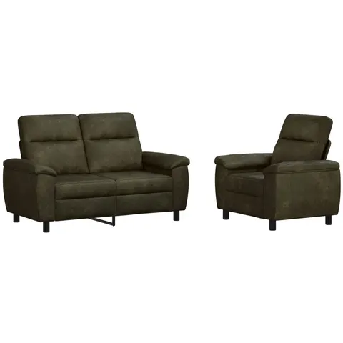 vidaXL Ensemble de Canapés 2 pcs Vert armée Simili daim – 296317 – image 2
