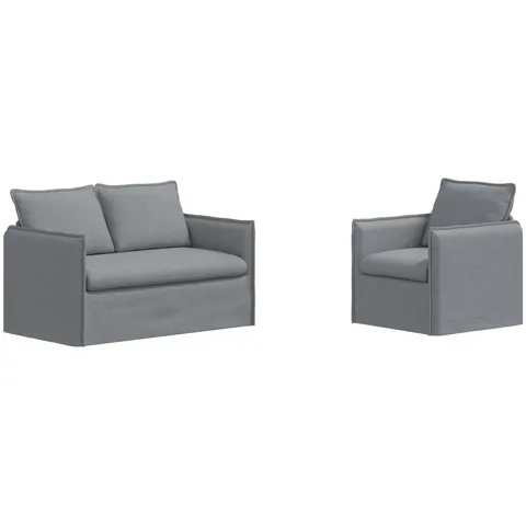 vidaXL Ensemble de Canapés 2 pc Gris clair Tissu – 374102 – image 3