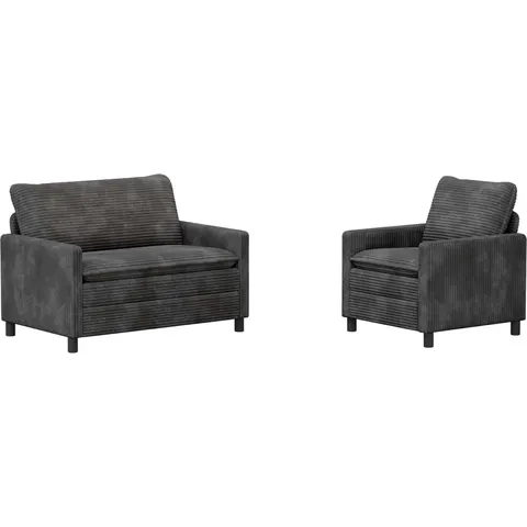 vidaXL Ensemble de Canapés 2 pc Gris foncé Polyester – 593442 – image 2