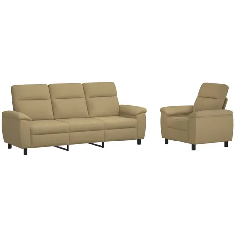 vidaXL Ensemble de Canapés 2 pcs Marron Clair Tissu – 296737 – image 2
