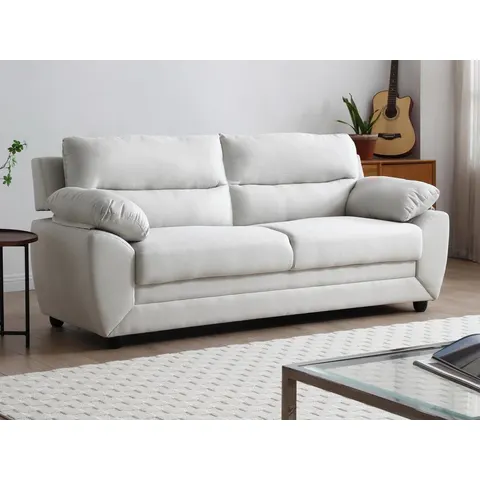 vente-unique.com Canapé fixe polyester 3 places beige 201x88x82cm – image 3