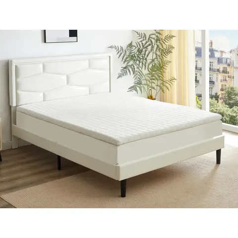 vente-unique.com Surmatelas polyester blanc 200x5x160cm – image 3