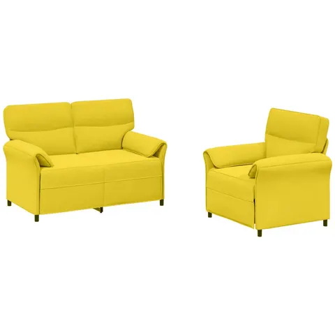 vidaXL Ensemble de Canapés 2 pc Jaune clair Tissu – 776302 – image 2