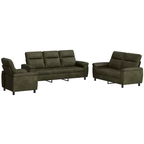 vidaXL Ensemble de Canapés 3 pcs Vert armée Simili daim – 297000 – image 2