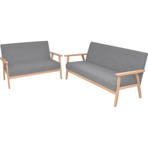 vidaXL Ensemble de canapés 2 pcs Tissu Gris clair – 606048 – image 2