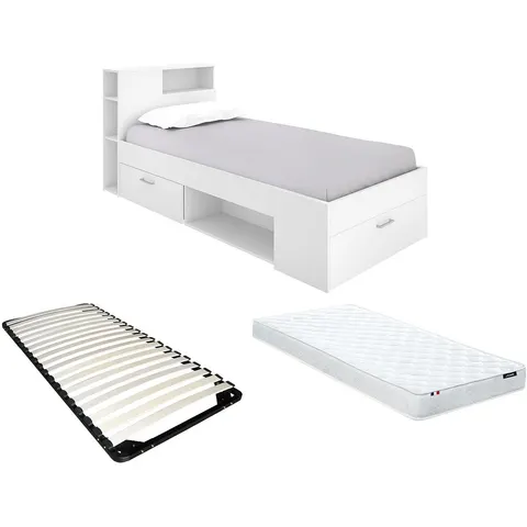 Vente-unique Bedframe hout wit 90 x 190 cm – 029970 – afbeelding 2