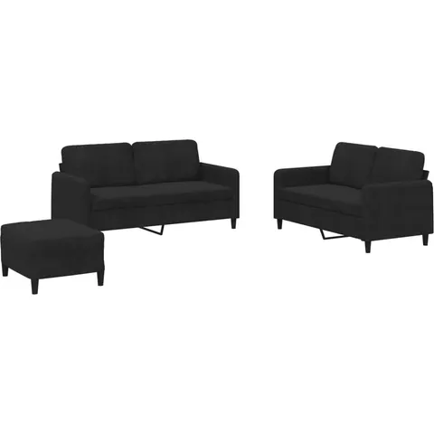 vidaXL Ensemble de canapés 3 pcs noir velours – 069565 – image 2