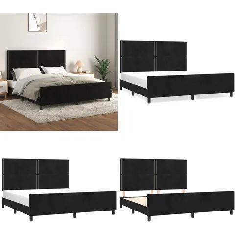 vidaXL Cadre de lit sans matelas noir velours – 442035 – image 2