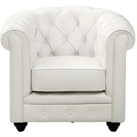 Vente-unique Fauteuil en simili CHESTERFIELD - Blanc – image 2