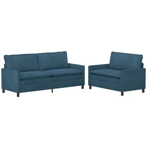 vidaXL Ensemble de Canapés 2 pc Bleu Velours – 594265 – image 2