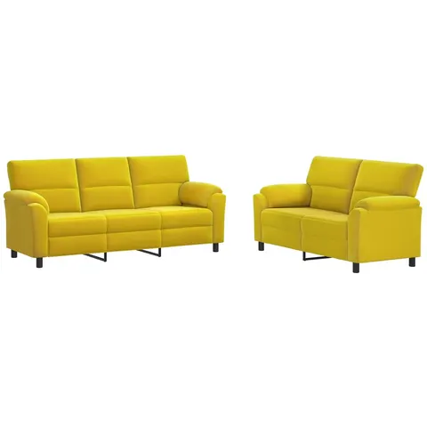 vidaXL Ensemble de Canapés 2 pcs Jaune Velours – 295464 – image 2