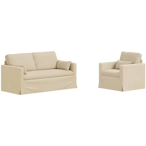 vidaXL Ensemble de Canapés 2 pc Crème tissu – 374294 – image 3