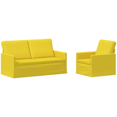 vidaXL Ensemble de Canapés 2 pc Jaune clair Tissu – 320074 – image 2