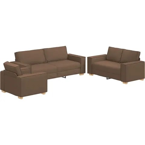 vidaXL Canapé 3 pc Marron tissu – 677921 – image 2