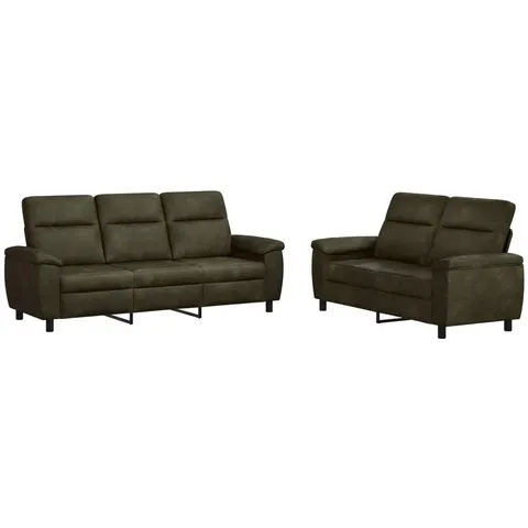 vidaXL Ensemble de Canapés 2 pcs Vert armée Simili daim – 297697 – image 2