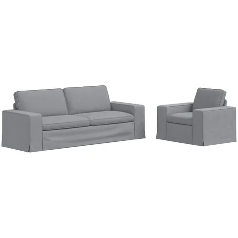 vidaXL Ensemble de Canapés 2 pc Gris clair tissu – 374751 – image 2