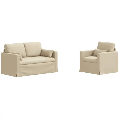 vidaXL Ensemble de Canapés 2 pc Crème tissu – 373853 – image 3