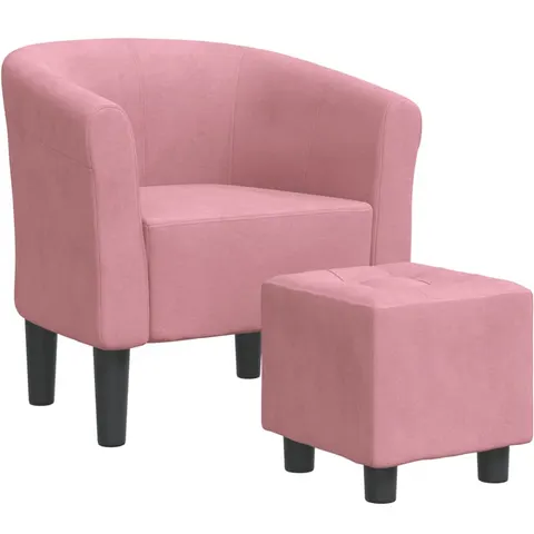 vidaXL Fauteuil avec repose-pied rose velours – image 2