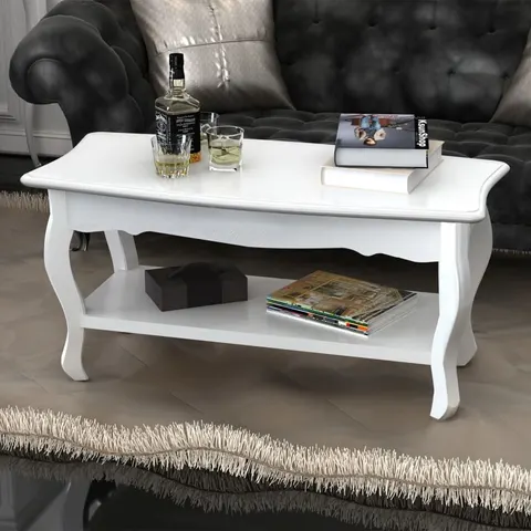 vidaXL Table basse 2 couches MDF Blanc – image 2