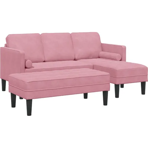 vidaXL Ensemble de Canapés 2 pc Rose Polyester – image 2