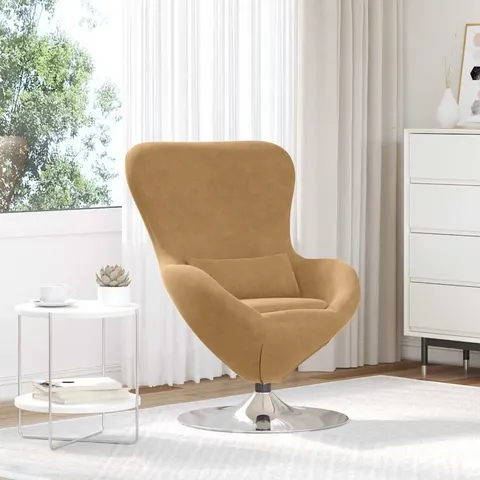vidaXL Fauteuil œuf Marron Velours – image 2