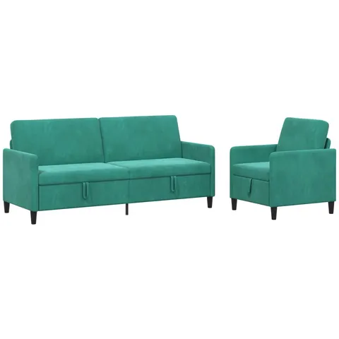 vidaXL Canapé avec rangement 2 pc Turquoise Polyester – 203179 – image 2