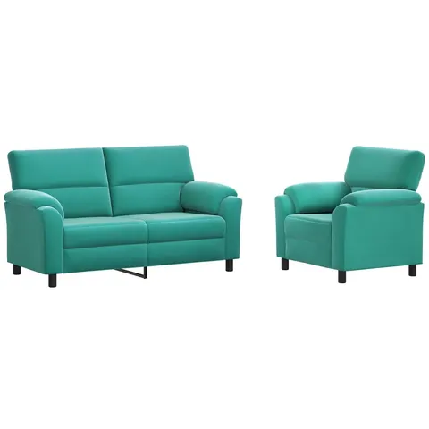 vidaXL Ensemble de Canapés 2 pcs Turquoise Velours – 294795 – image 2